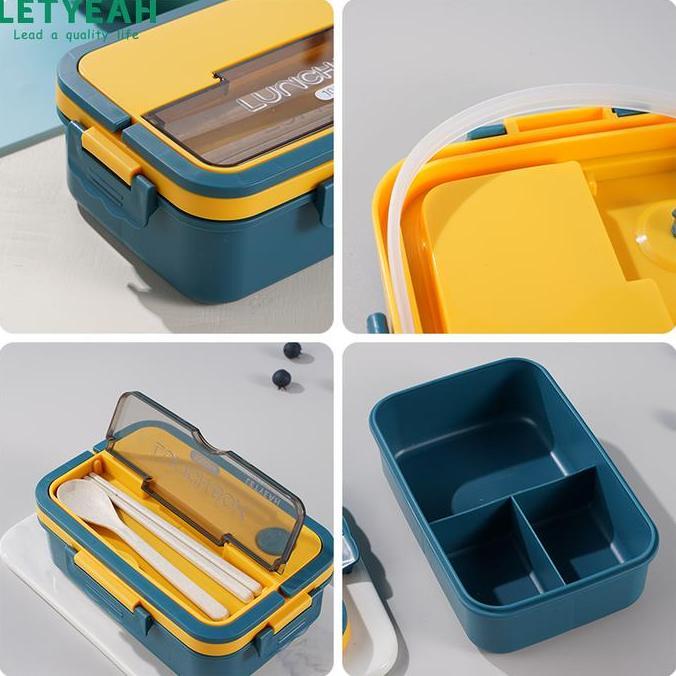 Lunch Box setLetYeah 3 Grid Lunch Box Set 1000ml/Kotak Bekal Makan Anti Tumpah/Tas Bekal Set