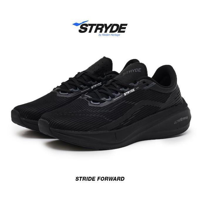 HEIDEN HERITAGE [HRTG] - ULTRA STRYDE - FULL BLACK - Sepatu Sport Running Sekolah Casual Style Lari 