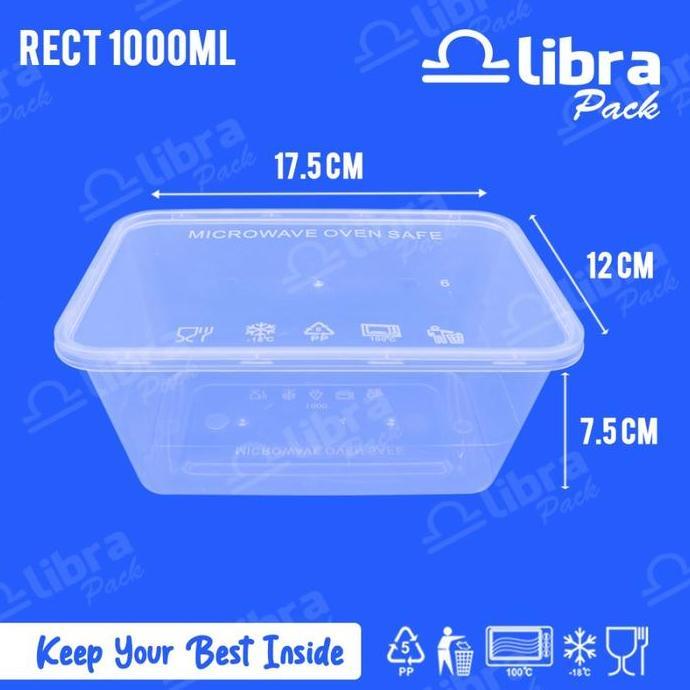 500 Pcs - Thinwall Rectangle 1000ml Box Nasi Kotak Tempat Makan Plastik Thinwall