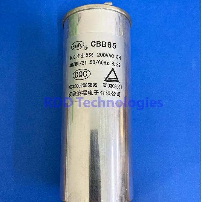 MOTOR CAPACITOR CBB65 100uF/200V READY