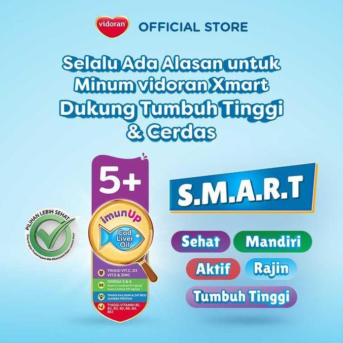 Milxia- Vidoran Xmart 5+ Coklat 700Gr Susu Anak 5 Tahun Ke Atas - 5 Box (Bubuk) - Exp : 02.2027