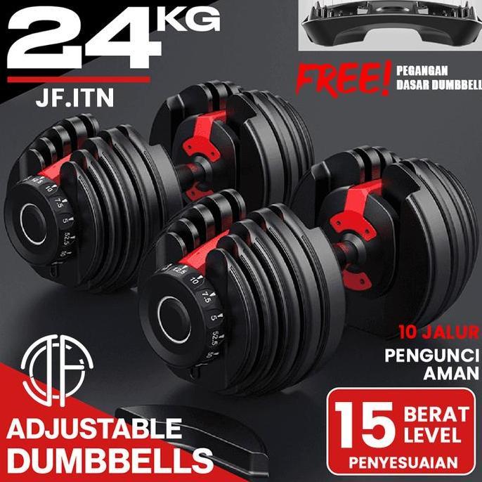 Adjustable Dumbell Barbell 2.5-24 KG Dumbell Barbel Fitness Alat Fitness Set Peralatan