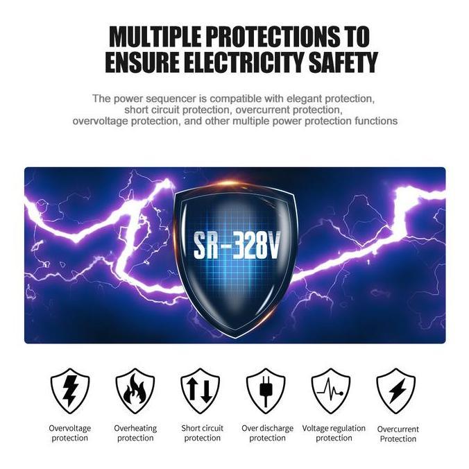 Yoiyoman- New Baxs Pengurus Kuasa Sr-328/Sr-328V 8Channel 40 Amp Power Controller Audiosystem Power 