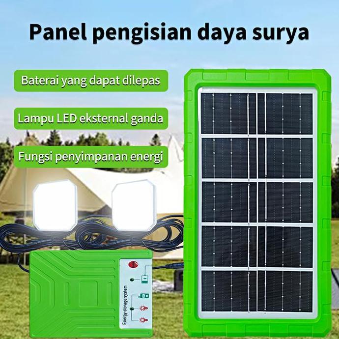 Garansi 5 tahun Panel Surya Darurat Portable Power Bank Tenaga Surya USB Lampu Camping LED Charger H