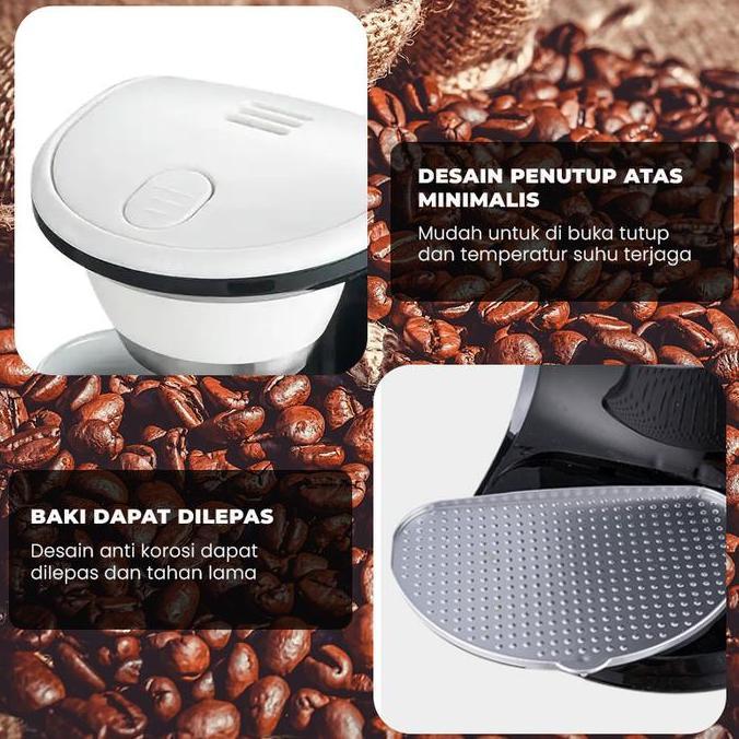 Sekarangkirim- Dorahomi Coffee Maker Mesin Pembuat Kopi Otomatis Low Watt 2 Cangkir