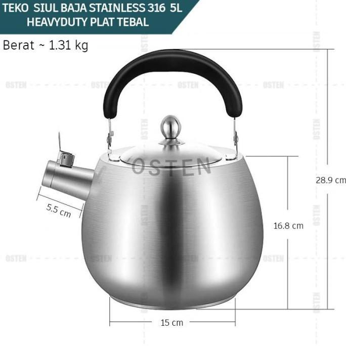 Teko siul heavyduty premium plat tebal / whistling kettle ketel ceret pemanas air stainless steel 30