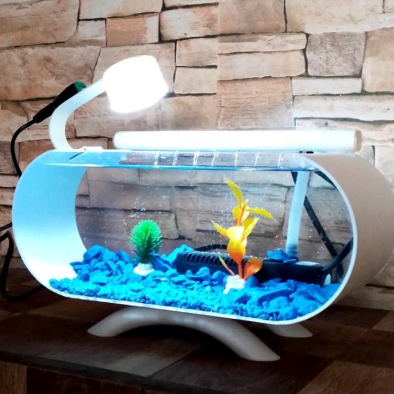 -HSR- Aquarium Mini Akrilik Unik Ikan Hias Full Set