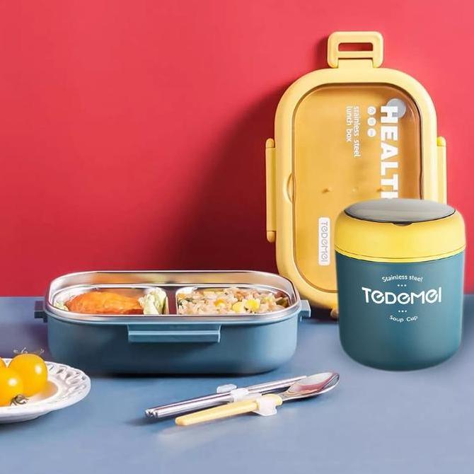 Lunch Box Set 3in1 Tedemei / Lunch Box Bento Stainless Steel