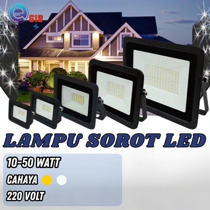 Lampu LED Sorot Outdoor 10W-50W Cahaya Kuning Putih Minimalis Tahan Cuaca IP66 Hemat Energi SMD High