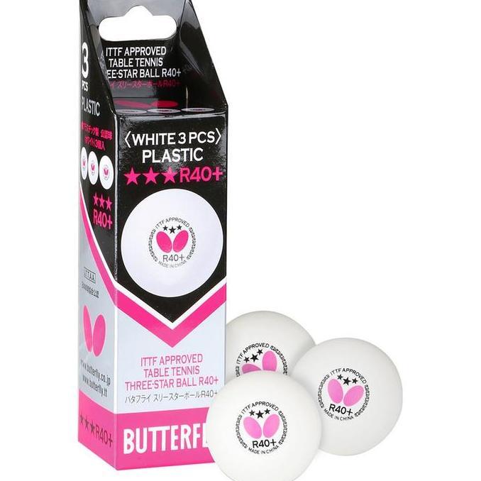 TERBARU - Bola Pingpong Tenis Meja Butterfly R40+ 3 Star ITTF Isi 3 Putih Original