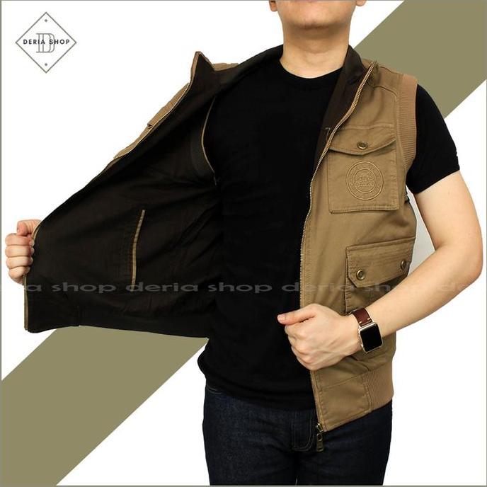 DV107 >> Rompi Pria Tactical Outdoor Bolak Balik Import Bahan Kanvas Jaket Motor Anti Angin Dewasa A