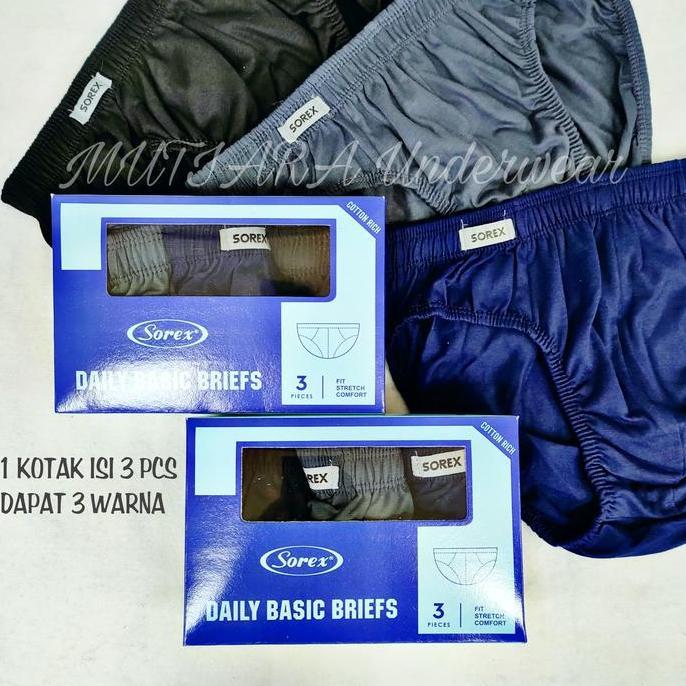 DV356 - Celana Dalam Katun Pria Sorex M3201 Satuan Dan Kotakan isi 3pcs Ukuran M-XL / Celana Dalam L