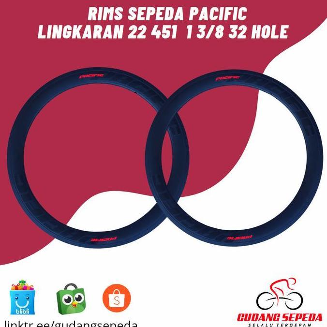 Rims sepeda pacific 20 plus 32 hole 4 cm alloy velg 22 451 1 3/8