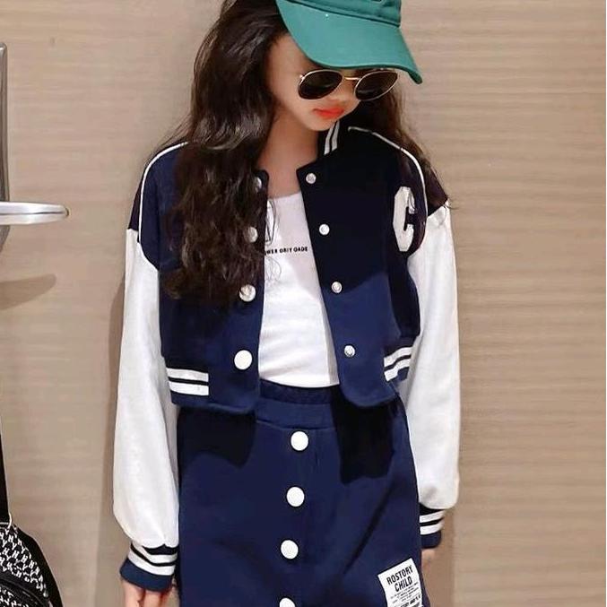 32 Setelan Sporty Baseball Jaket Rok Anak Perempuan / Baju Anak Tanggung / Baju Anak Cewek