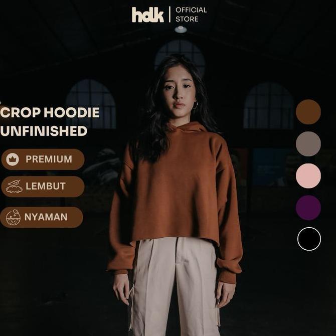 Lansungkirim- Hoodie Crop Wanita Unfinished Premium Polos | Fleece Tebal & Adem | Lokal Handmade | H