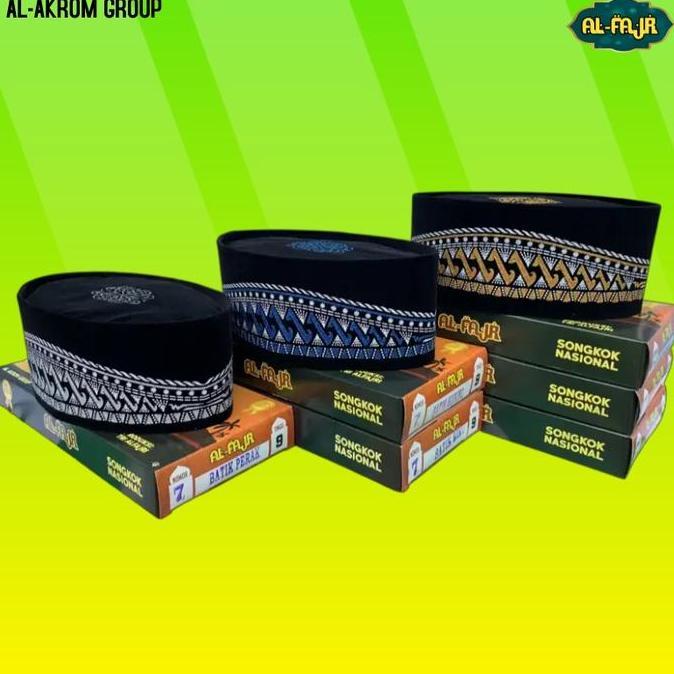 Kirimya- Peci Songkok Kopiah Hitam Motif Batik Biru Anak Dan Dewasa Murah