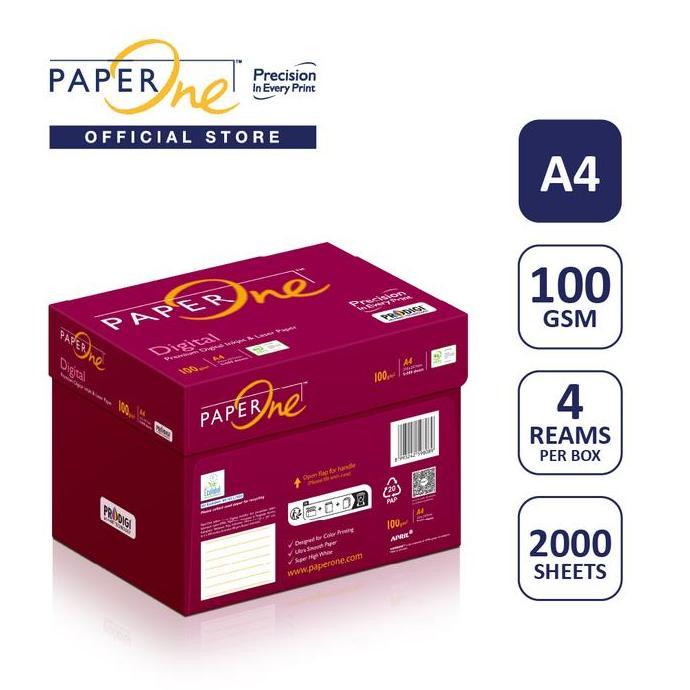 BEBAS ONGKIR - PaperOne Kertas A4 100gr Digital 1 Box (2000 lembar) Kertas HVS