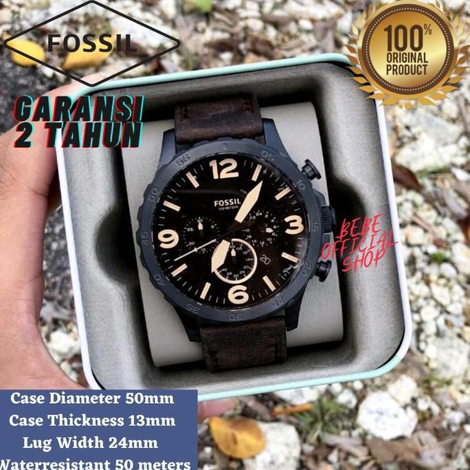 [ORIGINAL] Jam Tangan Pria Fossil JR1487 Chronograph Brown Leather terlaris