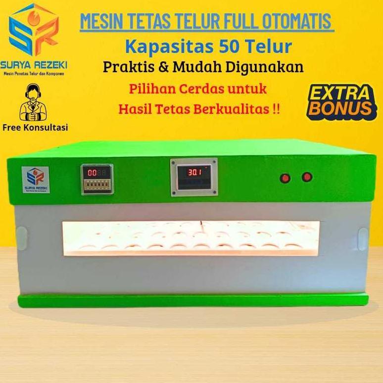 Mesin tetas /  penetas telur full otomatis real kap 50 telur untuk telor ayam ,bebek dan burung