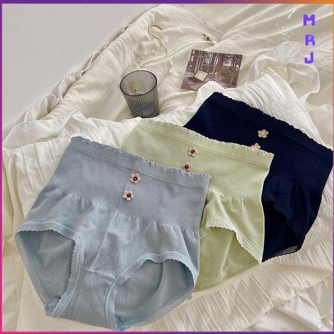 MRJ Celana Dalam Wanita Aksen 2 Bunga 6927 Sempak Cewek Bahan Katun