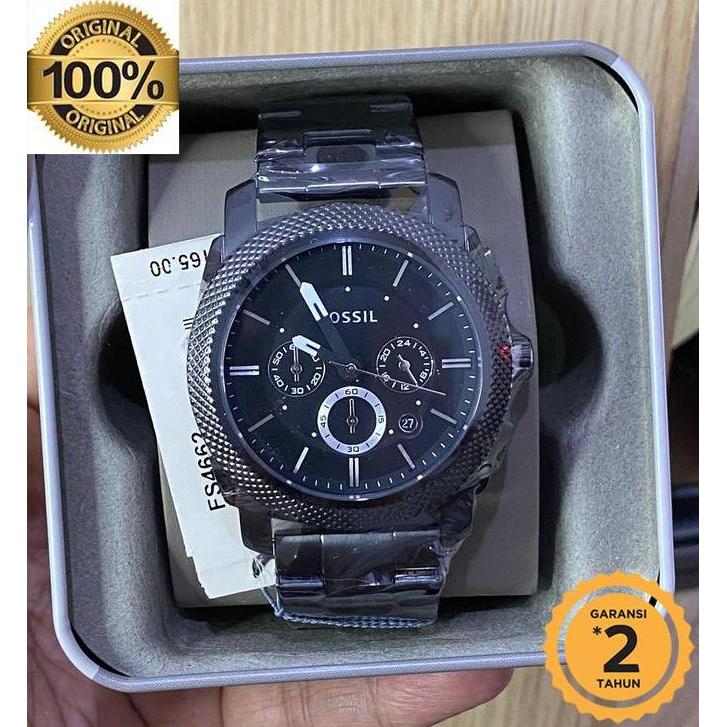 F0SSIL Fs4662 Machine Chronograph Black Dial Original terlaris