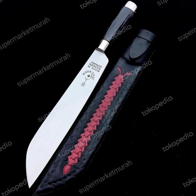 Pisau cap Garpu asli 7 inci Legendaris Handle tanduk Kerbau & Sarung k terlaris