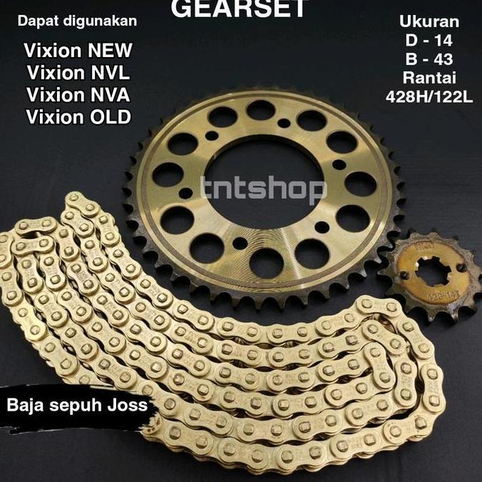 warungabahgaleh - gear gir set paket vixion old vixion new 2006-2016 gearset gigi tarik rantai roda 