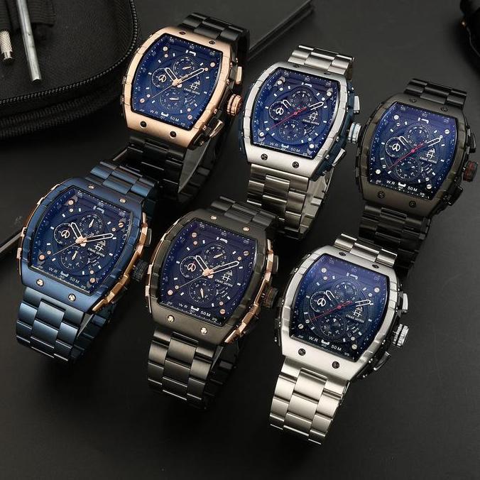 Evans Jayden Jam Tangan Pria 9554-1 Rantai Stainless Steel Kaca Sapphire Chronograph Water Resistant