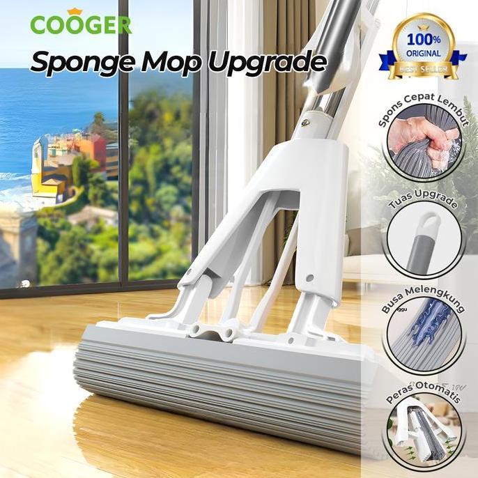TERBARU - COOGER Sponge Mop Alat Pel Busa Peras Lipat Otomatis Pel Spons PVA 33cm 3S Cepat Lunak Pel