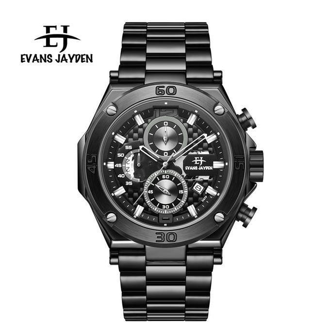 Evans Jayden Jam Tangan Pria EJ9839 Rantai Stainless Steel Chronograph Kaca Sapphire Water Resistant