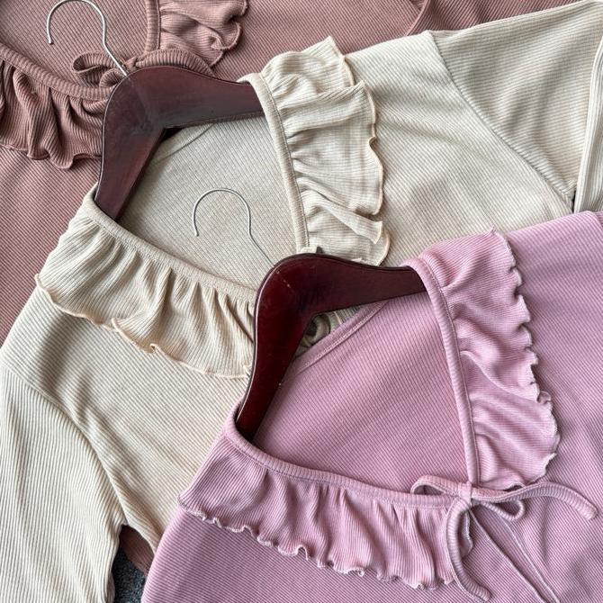 Lansungkirim- Cardigan Crop Tali Ruffle / Outer Korea / Cardigan Fuji / Korean Style