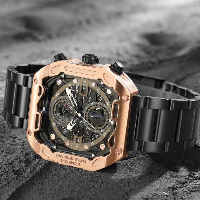 Evans Jayden Jam Tangan Pria 9596 Rantai Stainless Steel Chronograph Kaca Sapphire Water Resistant 1