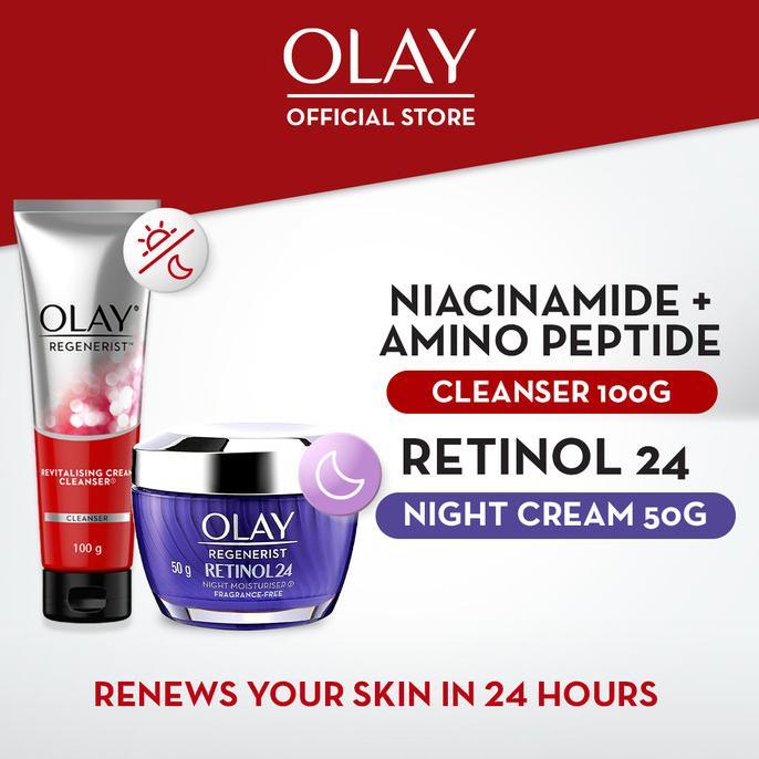 Olay Retinol Set Krim Pelembab Malam&Sabun Muka Regenerist Anti Aging