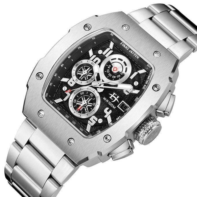 Evans Jayden Jam Tangan Pria 9612 Rantai Kaca Sapphire Chronograph Water Resistant 10 ATM terlaris