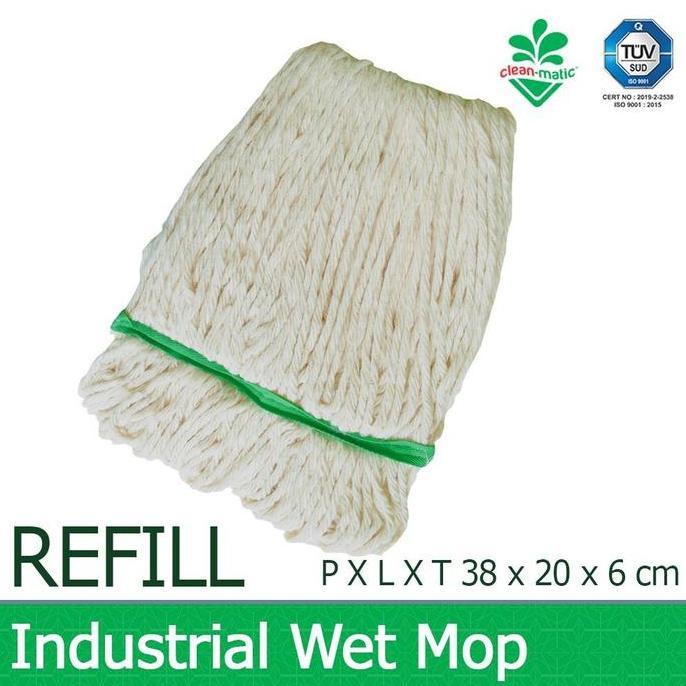 Refill Pel Lantai Industri Wet Mop Jepit Cotton 220076 CLeanmatic