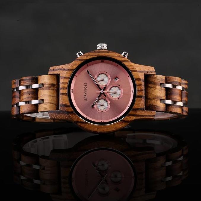 GARVINOES Cassia Pink Jam Tangan Kayu Wanita LUIS