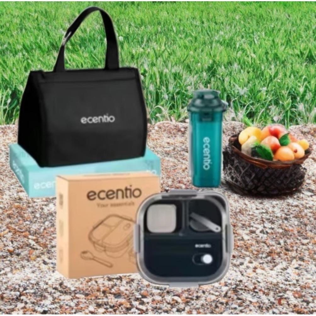Lunch Box Ecentio 3skat Kotak makan bekal Tempat makan Ecentio + Botol minum Tempat air Minum + Lunc