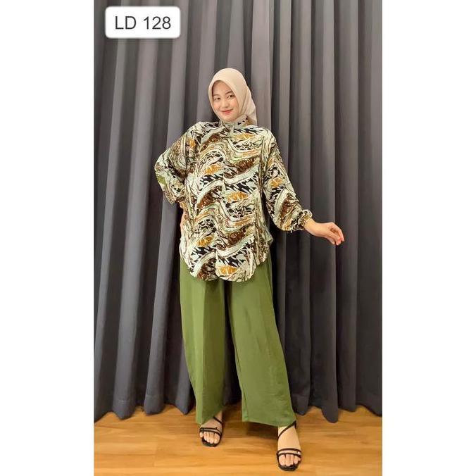 One Set Jumbo Raysha Set LD128 Setelan Kekinian Rayon Mix Crinkle
