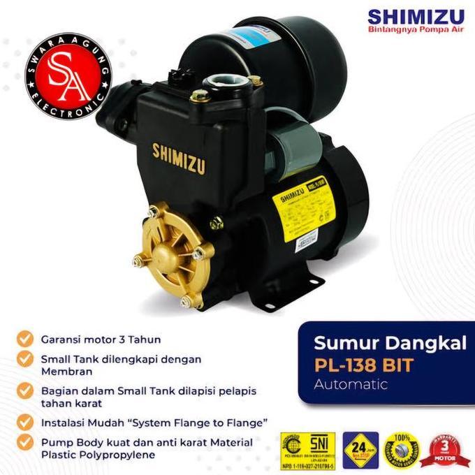 BEBAS ONGKIR - Pompa Air Shimizu Type: PS-138BIT (Khusus Medan-Gojek)