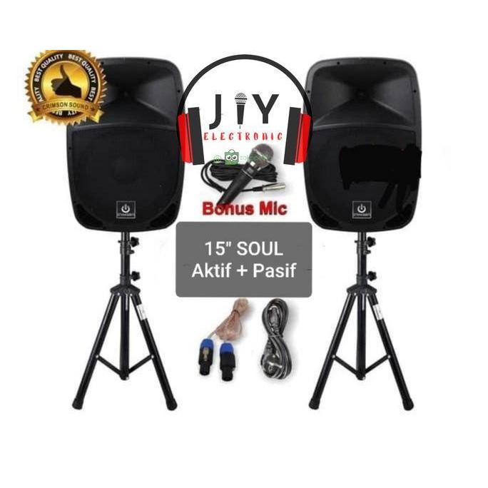 Paket Speaker Aktif Pasif Crimson 15 inch Soul