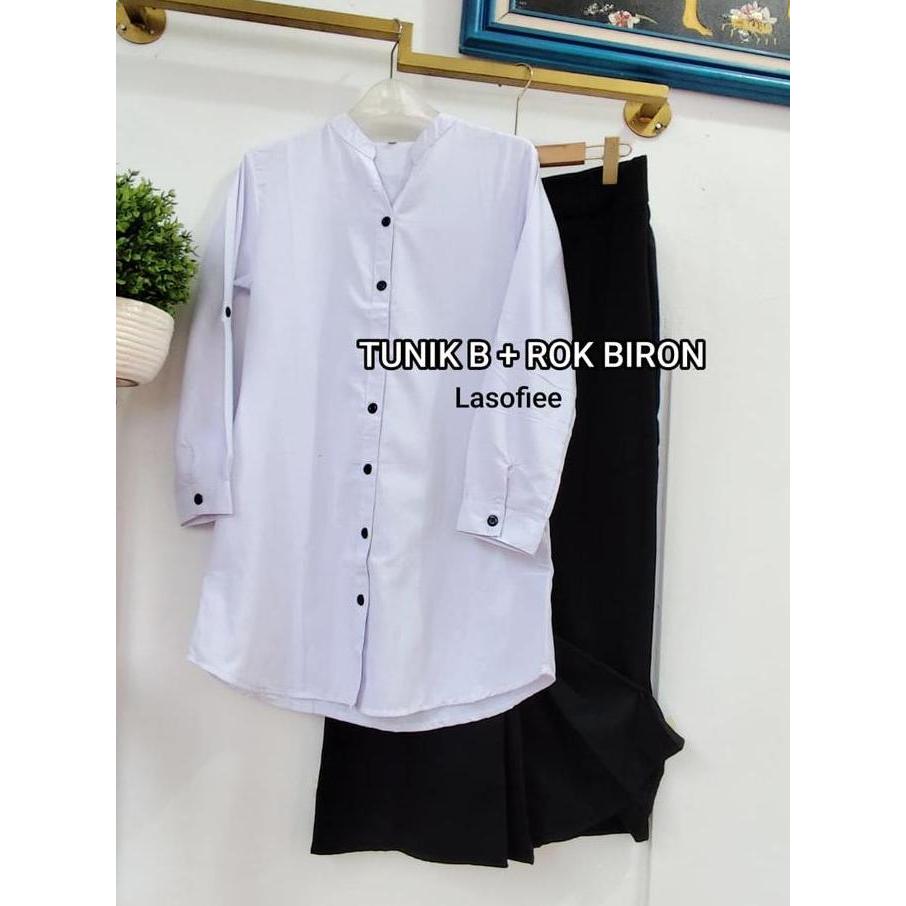 Sofi 6 -KUMPULAN one set SETELAN TUNIK PUTIH LASOFIE bahan katun Putih Atasan Baju Wanita Muslim Pan