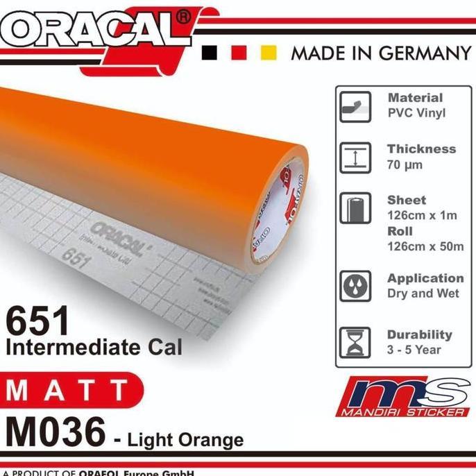 Promo Sticker ORACAL 651M - 036 Light Orange Matt Cutting Stiker (Meteran) Diskon