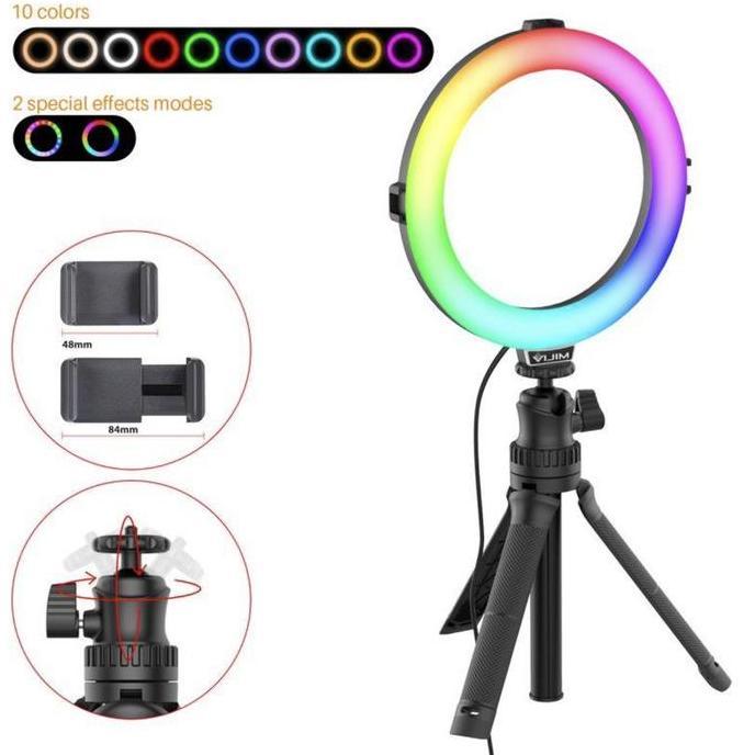Ulanzi Vijim K9 RGB LED Ring Light Ringlight Ringlite Stand 2424