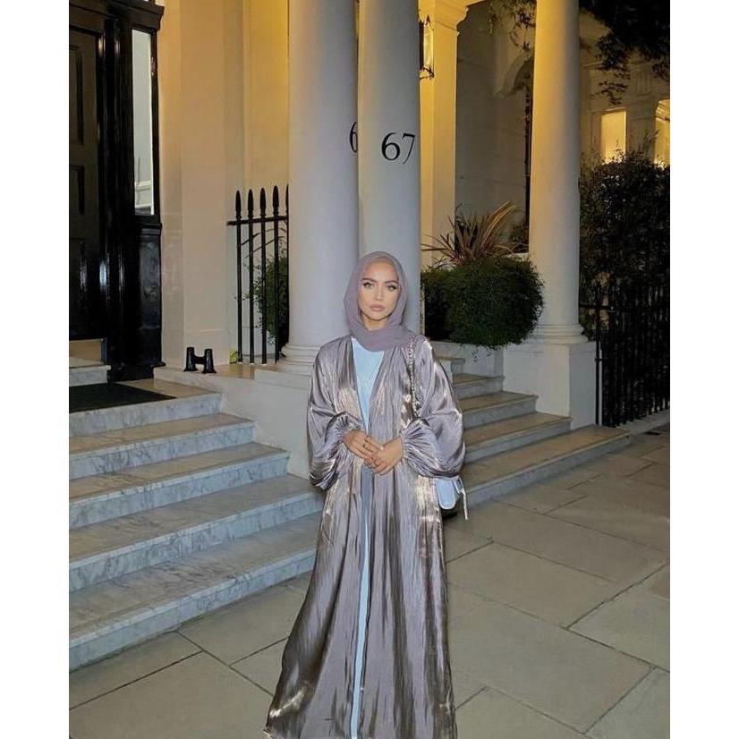 Outer shimmer dress READY LIHAT DESK 4in 1 look / dress lebaran - outer shimmer / abaya turki / outf