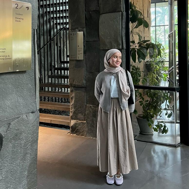 CUCI GUDANG Caynilv - Cania Skirt Rok Basic Linen