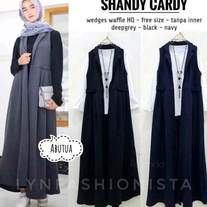 LONG CARDIGAN WANITA FASHION MUSLIMAH TANPA LENGAN/OUTER PANJANG KARDIGAN GAMIS MEWAH/SHANDY