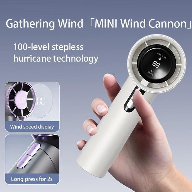 Intanstikebeef - Kipas mini angin kencang 100 kecepatan angin tampilan digital kipas genggam turbin 