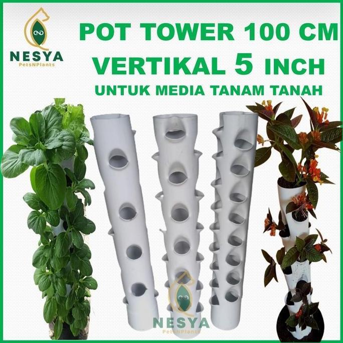 Growing Pot Tower Pot Paralon 5 Inchi Vertikultur Pot Tanaman Vertikal Garden 1 Meter Kualitas Terba