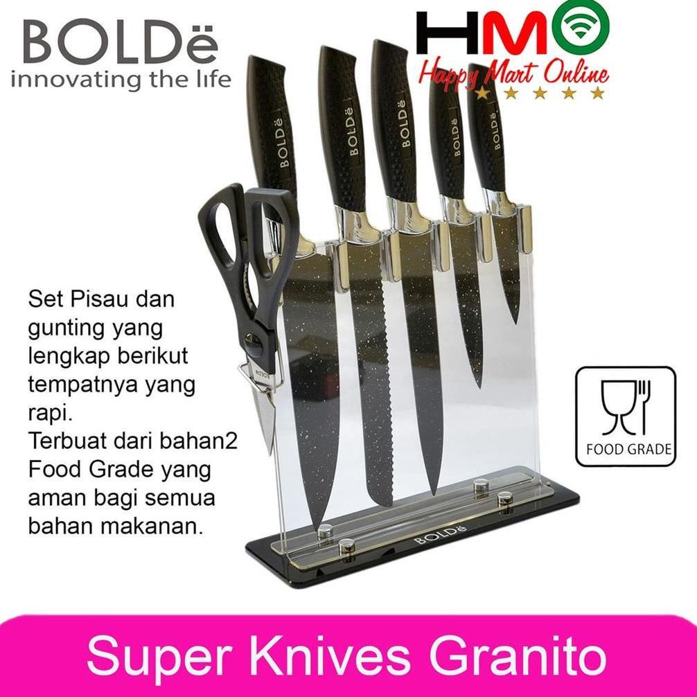 Bolde Super Knives Granito 7 Pcs Pisau Gunting Dapur Set Granit Bolde Knife Set Granite