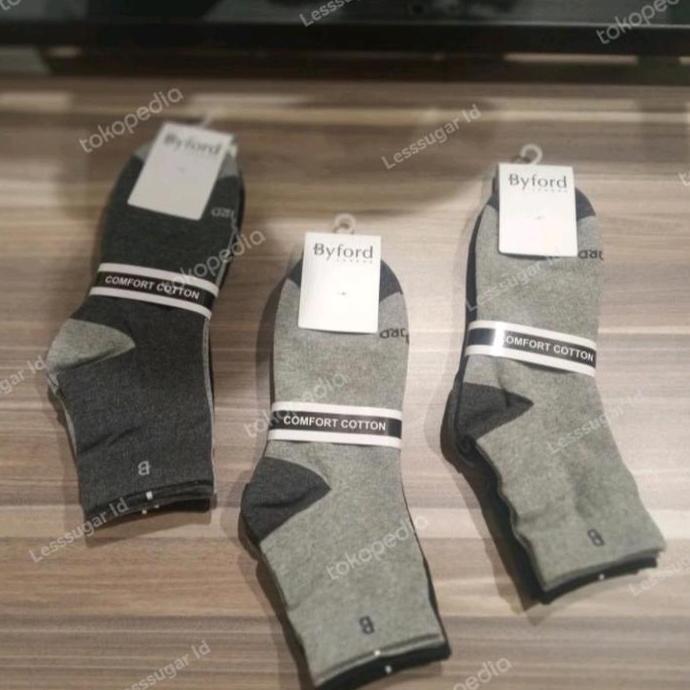 BYFORD Kaos Kaki Pria Quarter Isi 3 PCS Bahan Katun